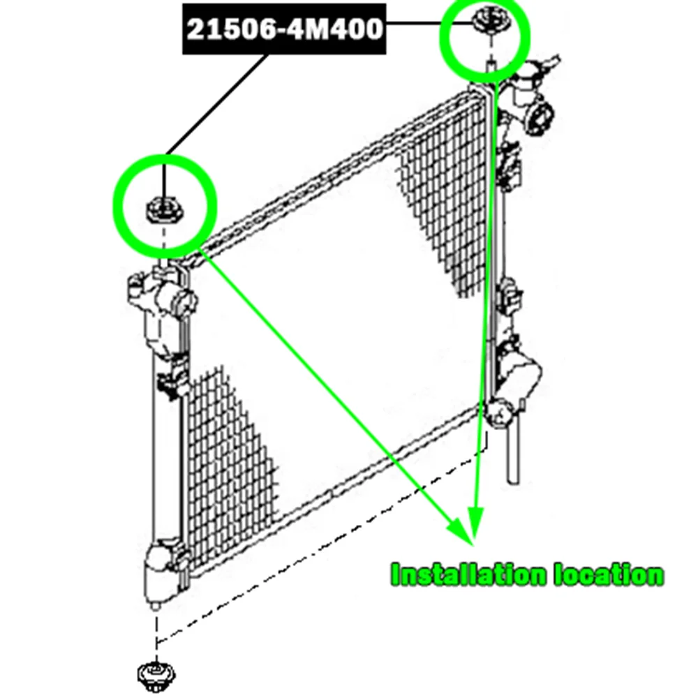 NSB-048 21506-4M400 Topes de goma para radiador Nissan X-Trail - imagen 3