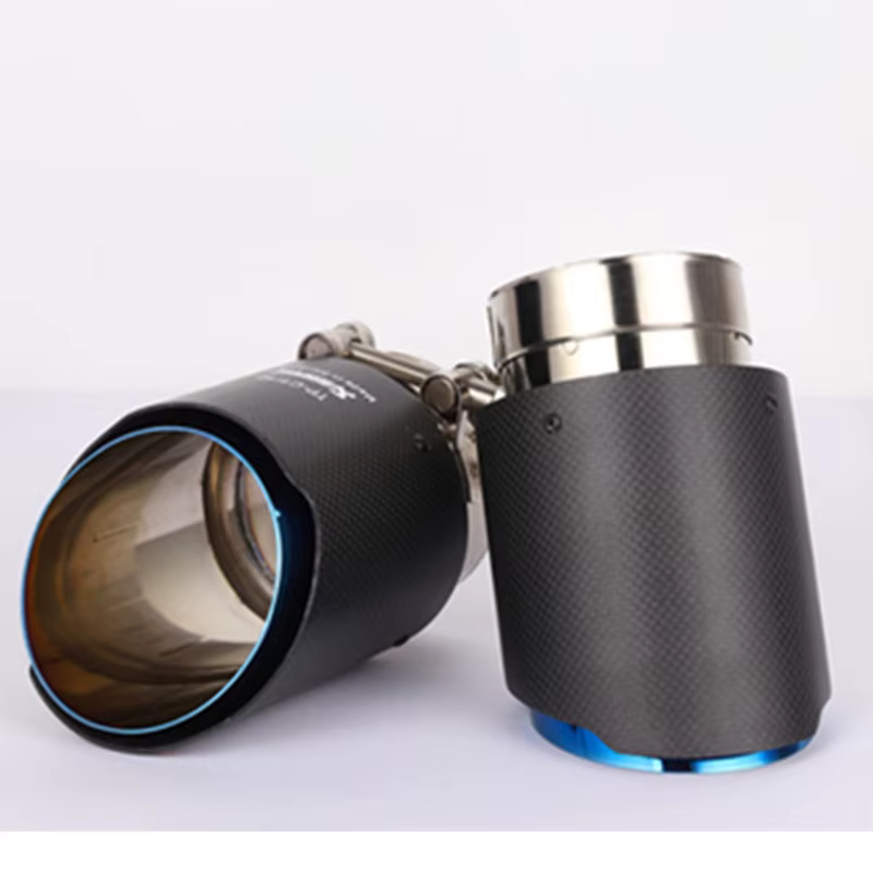 Punta de escape universal de acero inoxidable azul y carbono mate - imagen 4