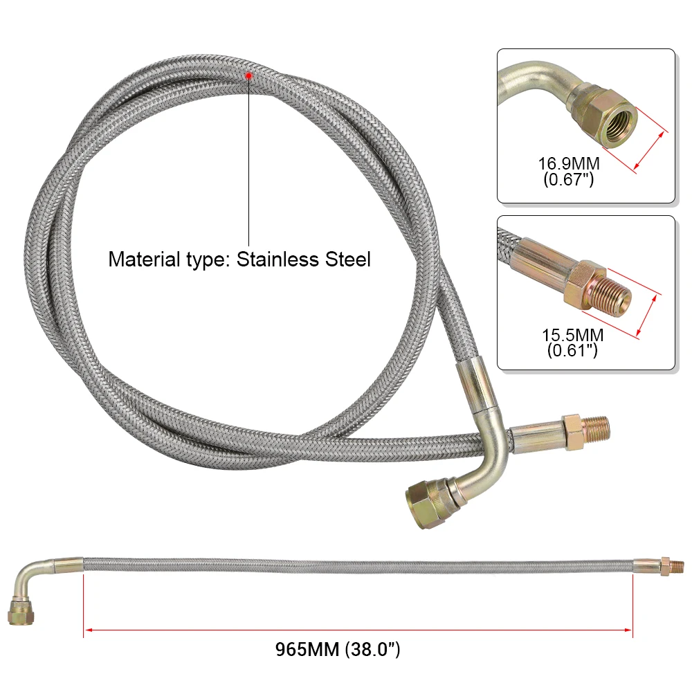 LZONE Latiguillo de aceite para turbocompresor T3/T4 trenzado 1/8 NPT 4AN - imagen 3