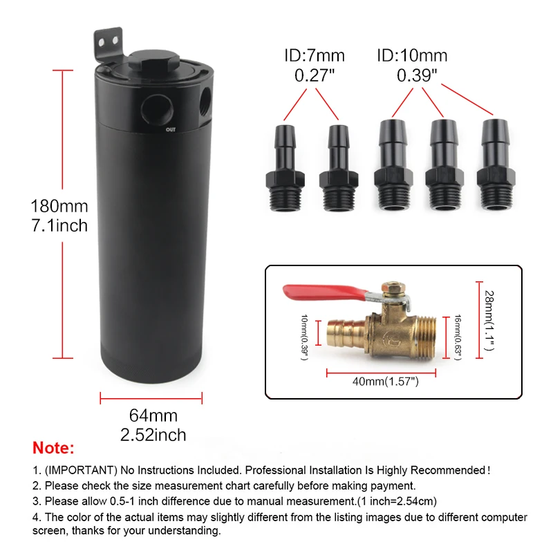 Separador de aceite de aluminio universal para filtro de ventilación - imagen 2