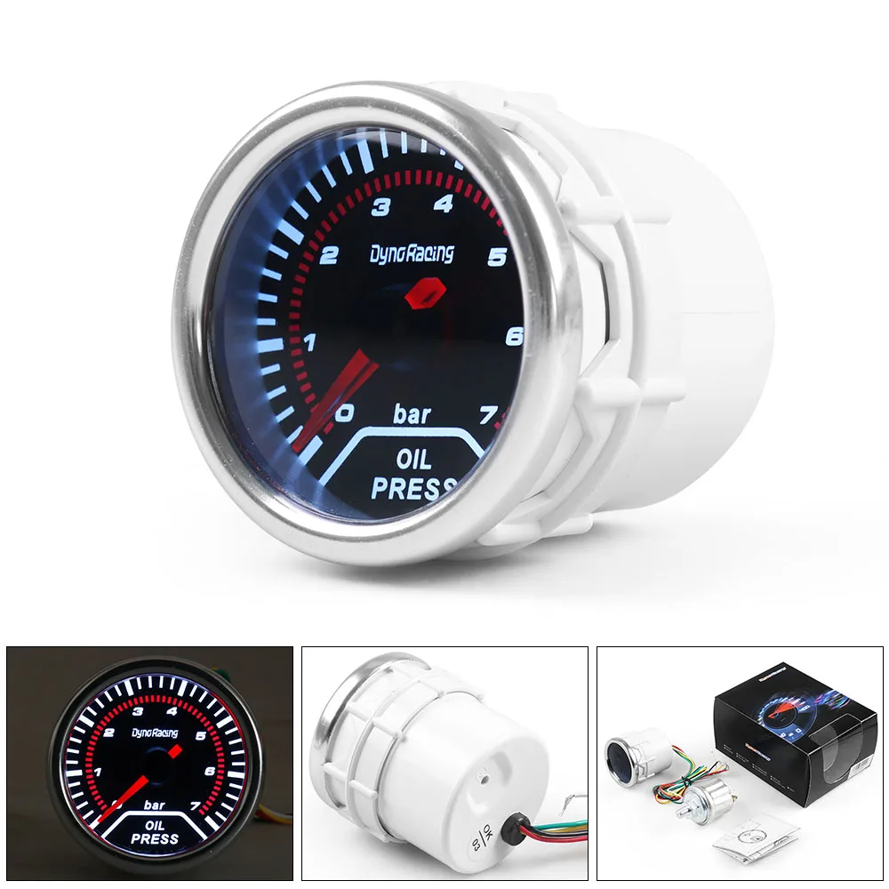Dynoracing-medidor de presión de aceite para coche, 2 ", 52mm, 0-7bar, con Sensor, lente de humo, prensa de aceite, TT101949