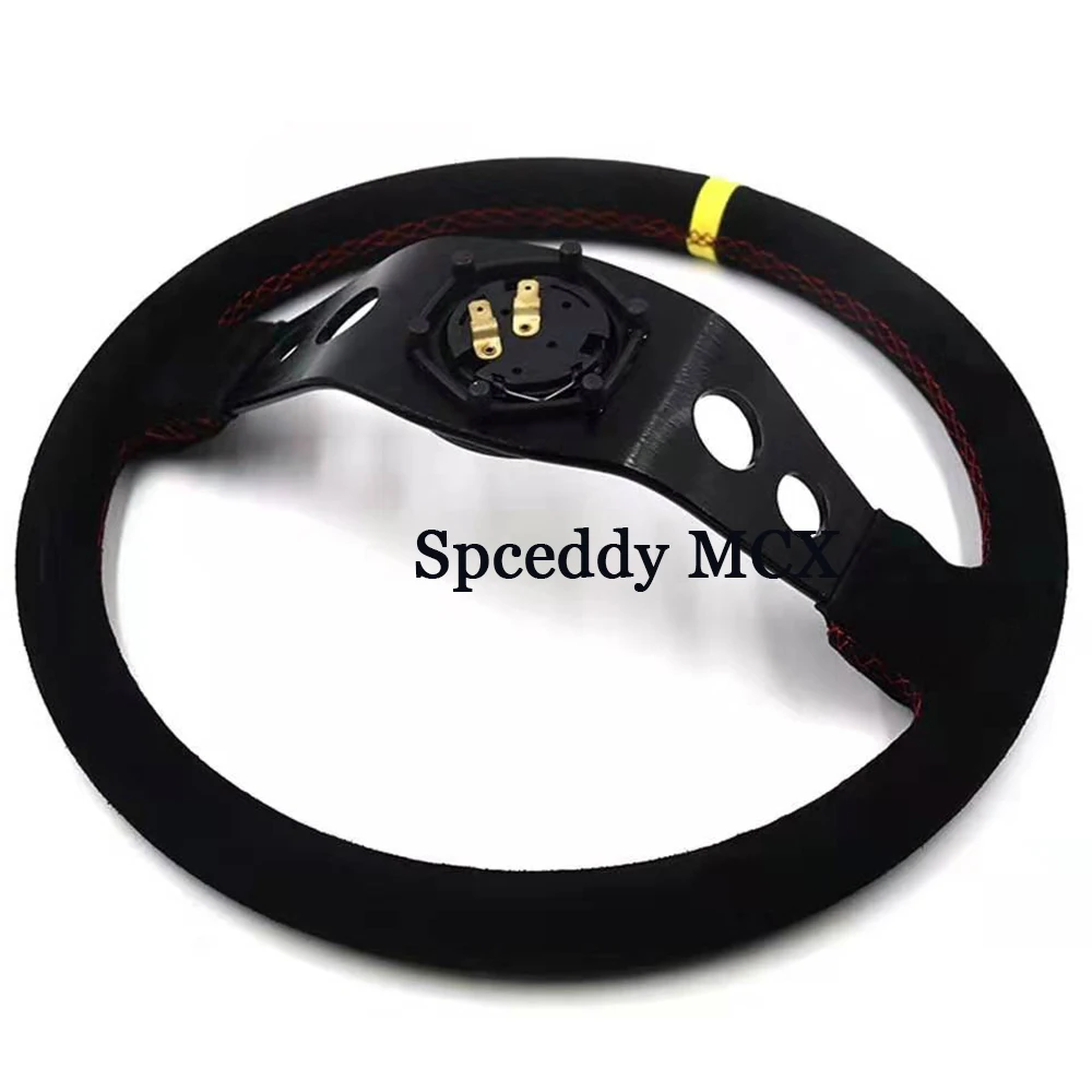 Volante deportivo tuning 350mm cuero negro universal - imagen 2