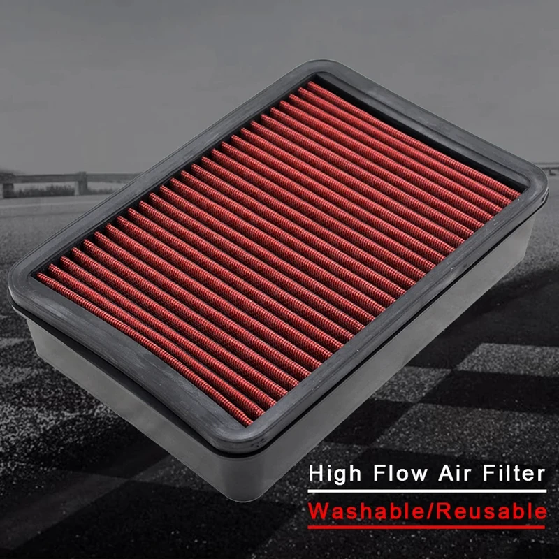 Filtro de aire deportivo de alto flujo en color rojo y negro