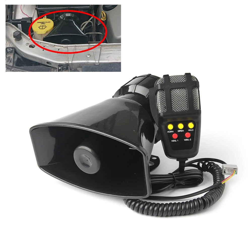 Bocina de coche 12V con micrófono y sirena para moto, camión