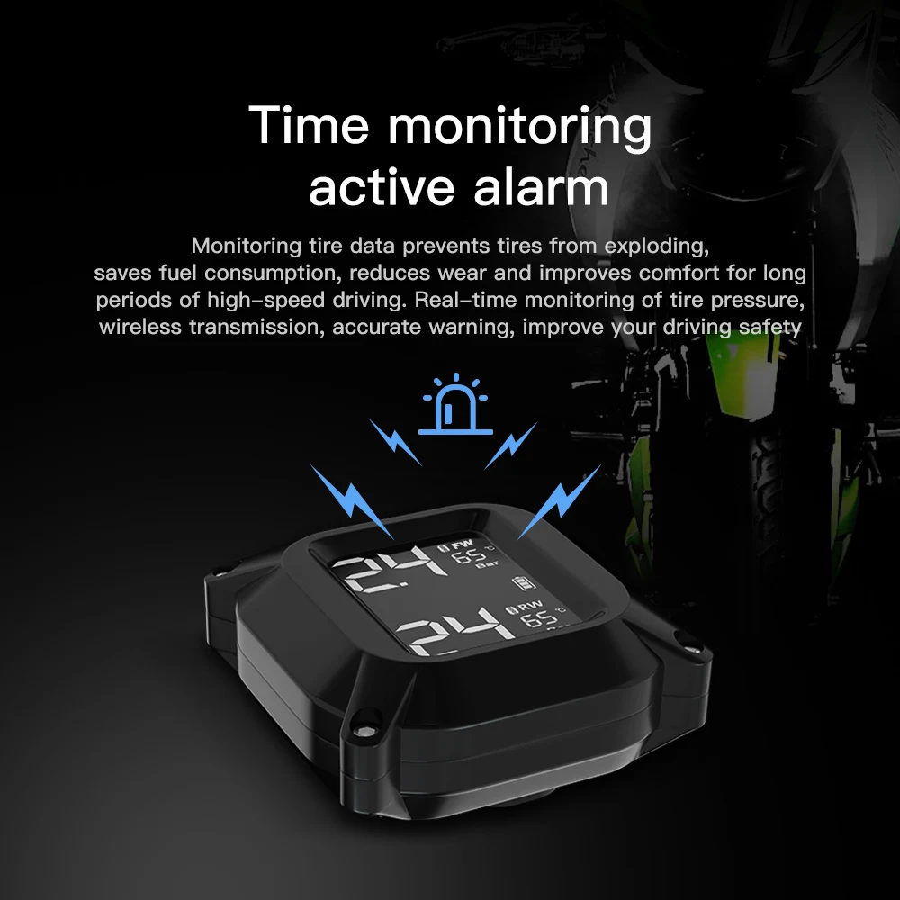 TPMS moto inalámbrico: sensor externo con pantalla LCD y alarma - imagen 3