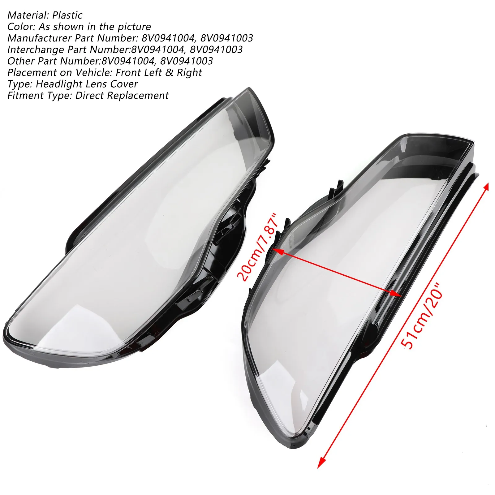 Par cubiertas faro Areyourshop 8V0941004 Audi A3 8V 2013-2016 - imagen 3