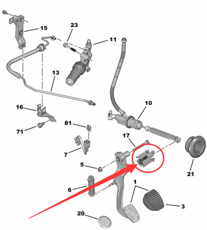 Clip cilindro maestro embrague Citroën C2-C6 y Peugeot 207-3008 - imagen 5