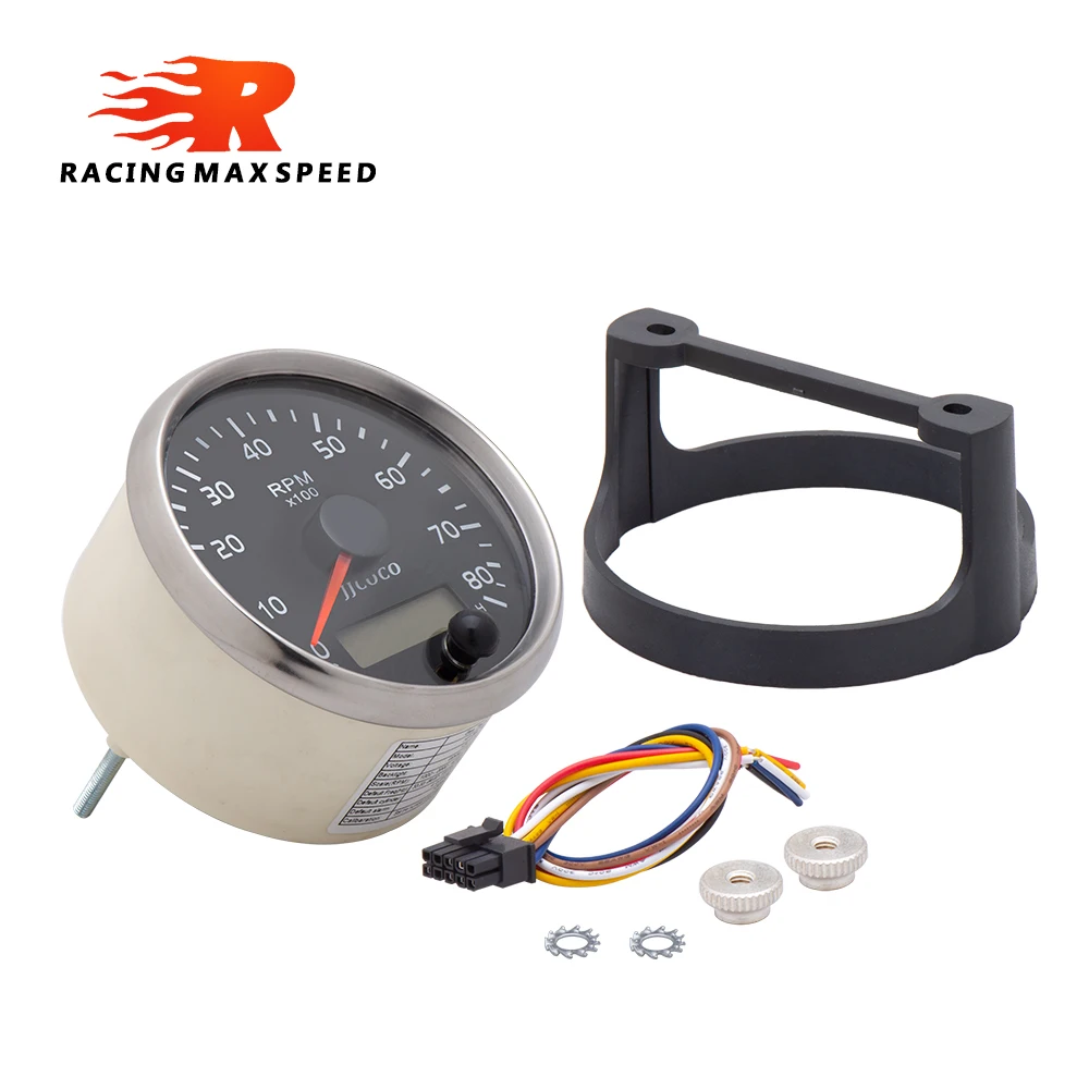 Tacómetro universal 85 mm 12/24 V para coche y barco 0-8000 rpm - imagen 2