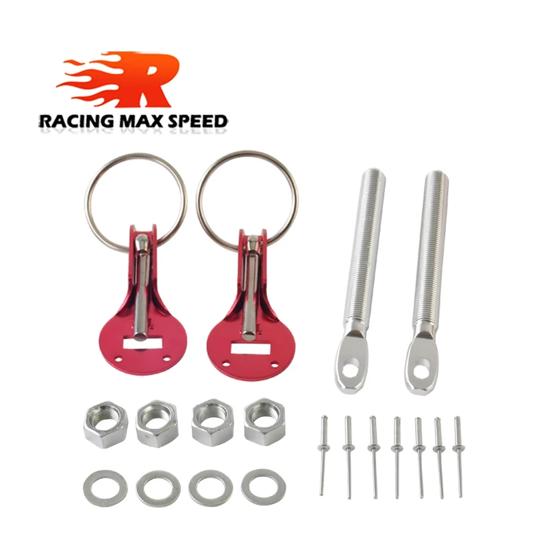 Envío Gratis, Kit de bloqueo de pasador de capó plateado de aleación de aluminio de todas las velocidades de carreras, pasadores de bloqueo de capó para Honda civic 1992