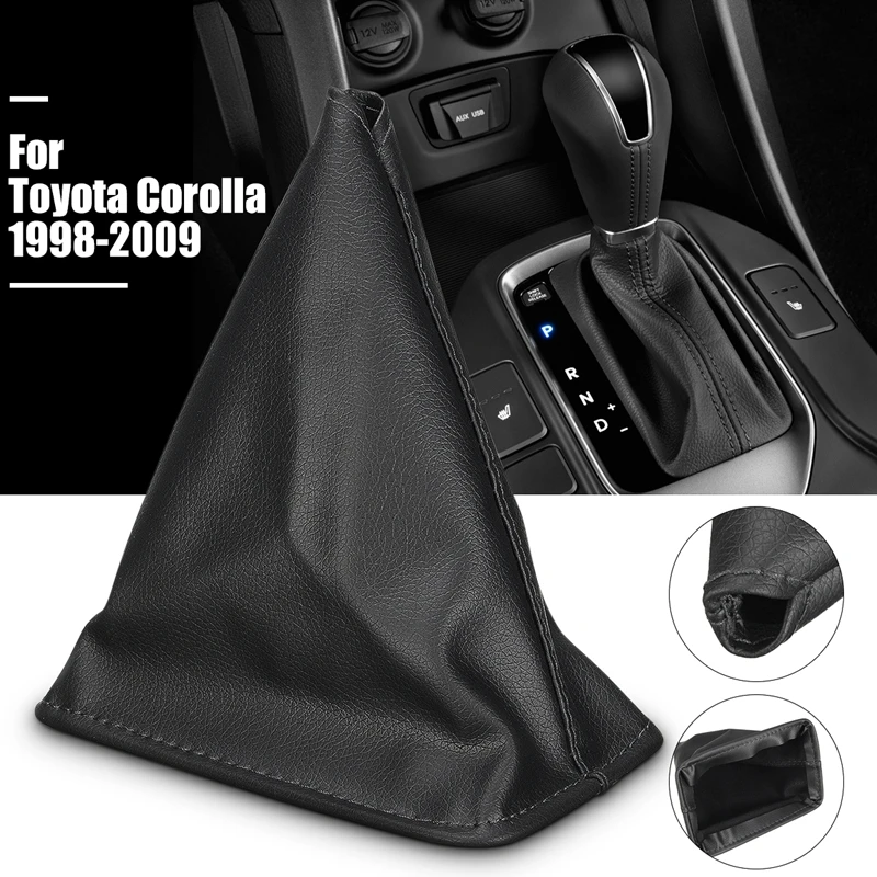 Para Toyota Corolla 1998 1999 2002 2003 2004 2005 2006 2009 palanca de cambios negra collares de cambio de marchas de cuero PU cubierta de bota de polaina