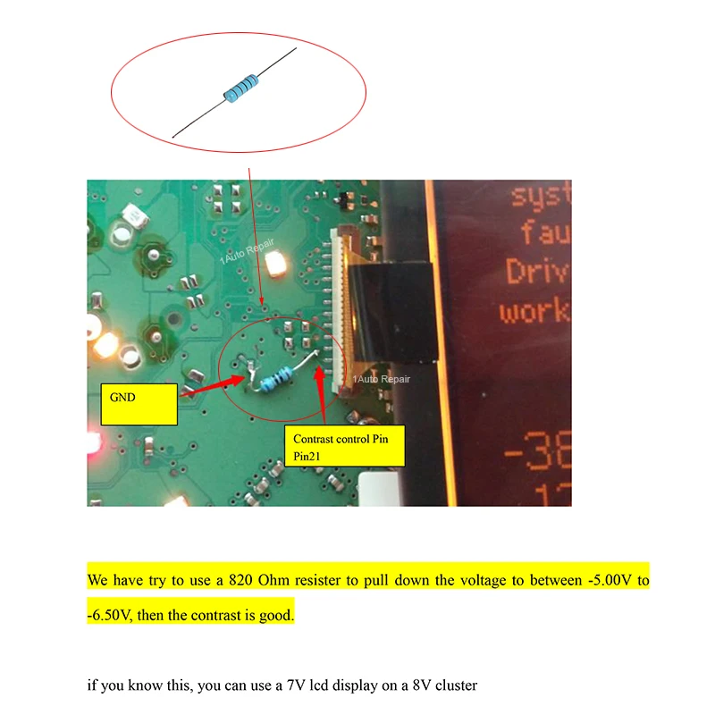Imagen del display LCD 7V para cuadro