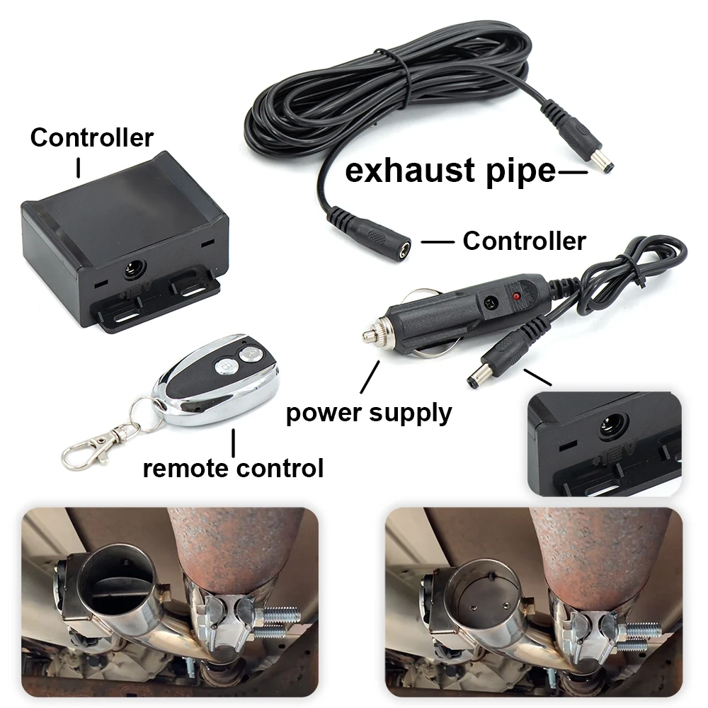 Silenciador de tubo de válvula doble de acero inoxidable, 2,0 pulgadas, 2,5 pulgadas, 3 pulgadas, recortado, tubo de escape, Control remoto YTR - imagen 3