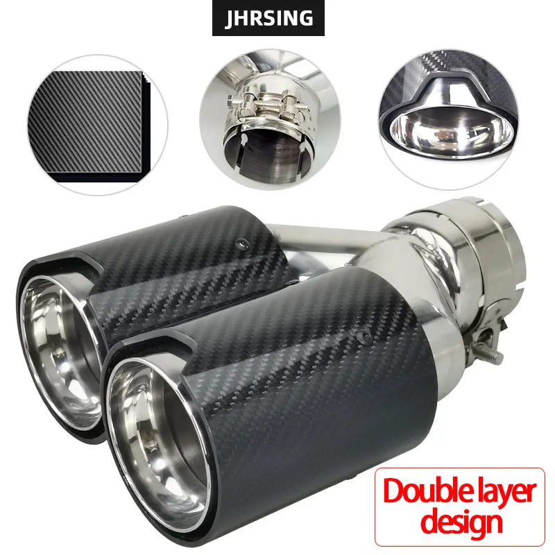 Silenciador fibra de carbono brillante con punta escape doble salida - imagen 2