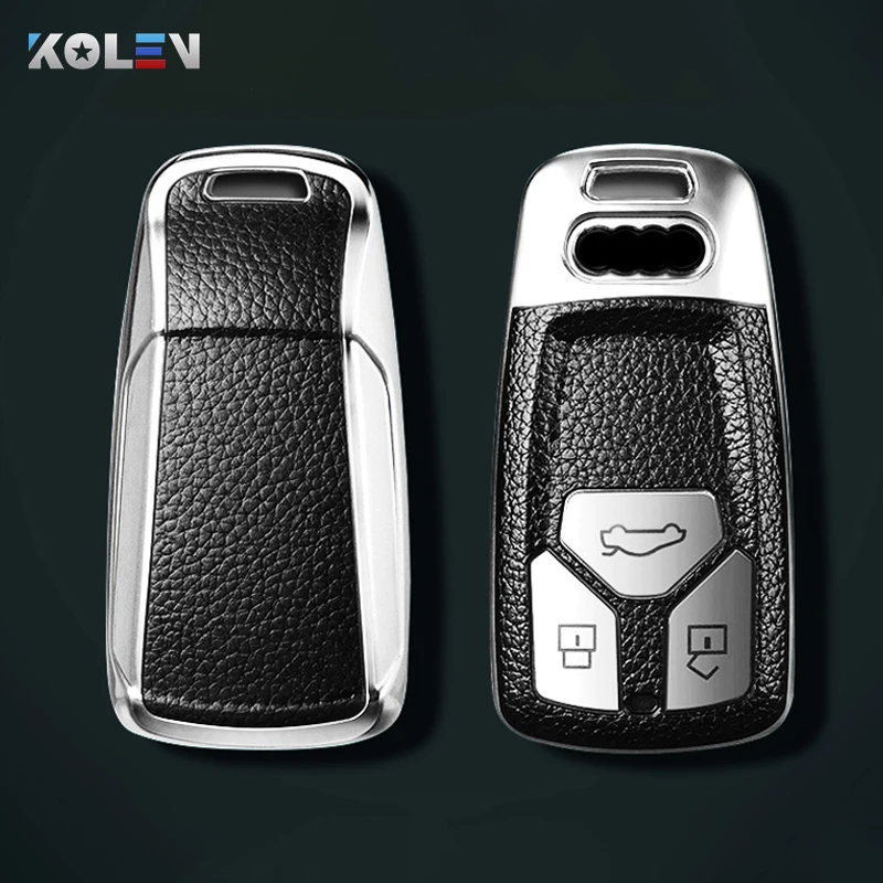 Funda de llave remota Audi A4 B9 de cuero y TPU