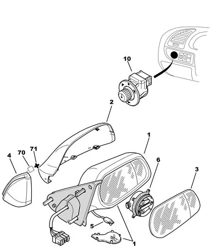 Interruptor de ajuste del espejo retrovisor para Citroën Picasso Xsara