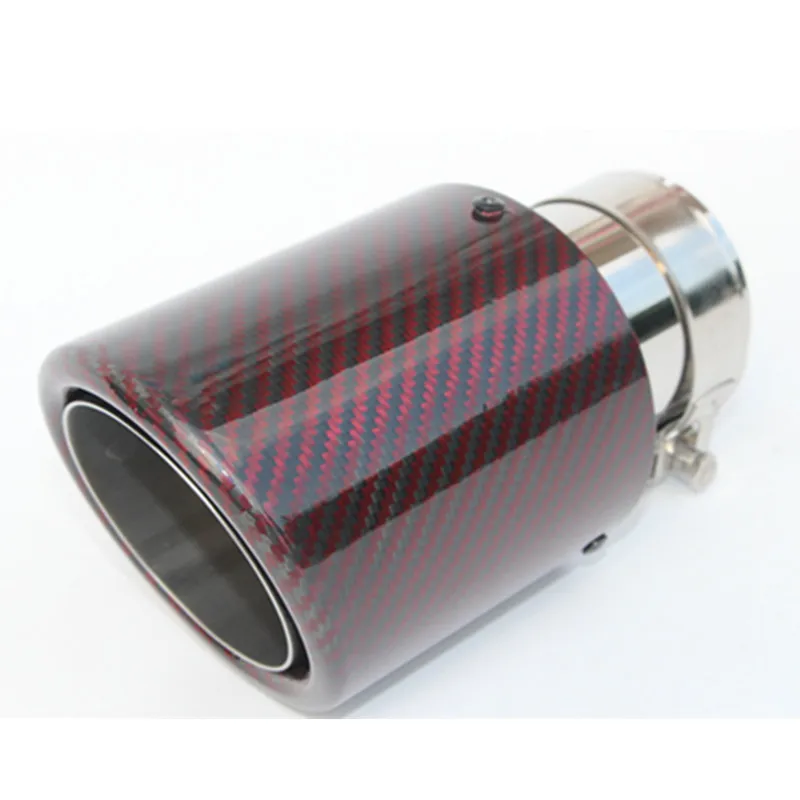 Punta de escape de carbono roja universal – tubo silenciador coche - imagen 3
