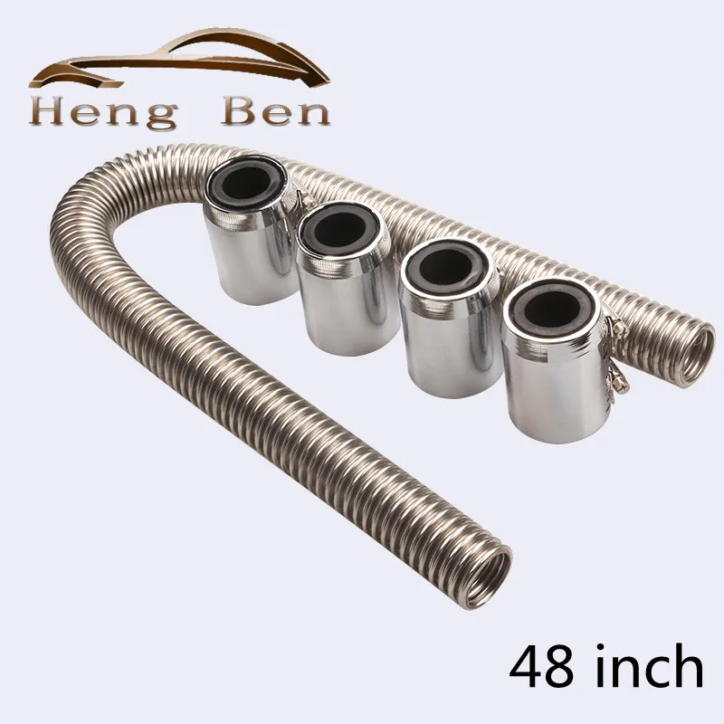 Manguera de agua refrigerante flexible para radiador de acero inoxidable de 48" con kit de tapas universal