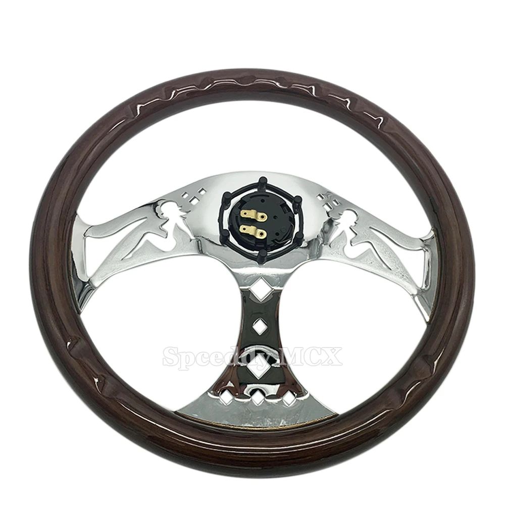 Volante deportivo universal N-LOGO de madera con botón de bocina - imagen 5