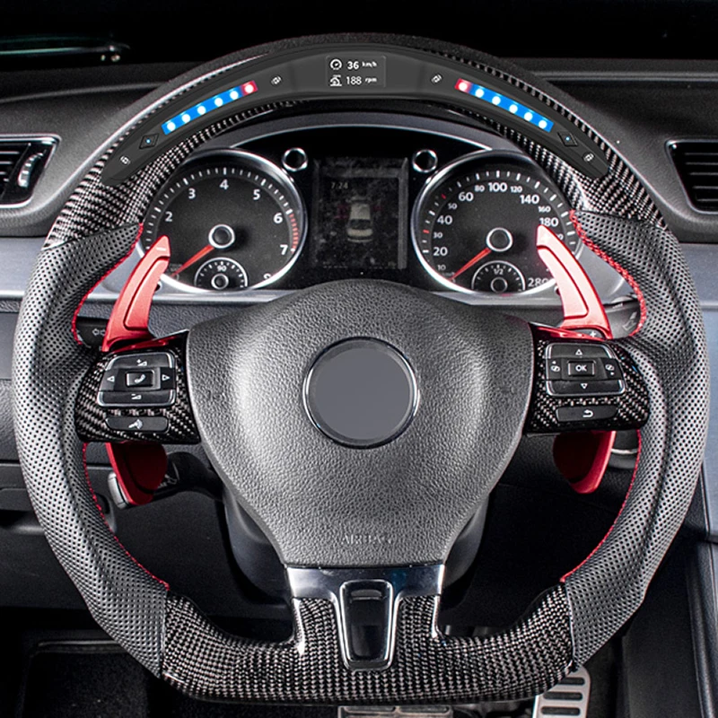 Volante fibra de carbono con pantalla LED – VW Golf 7, GTI, R, Jetta - imagen 3