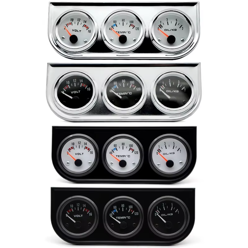 Kit relojes coche 3 en 1: voltímetro, temperatura y presión de aceite