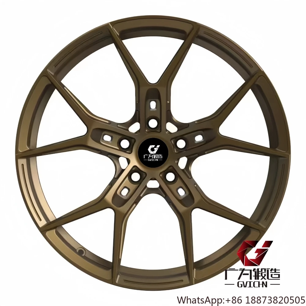 Llantas forjadas monobloques de aluminio 6061-t6 personalizadas con cinco ruedas forjadas divididas de bronce satinado de 18/19/20/21/22/23/24 pulgadas