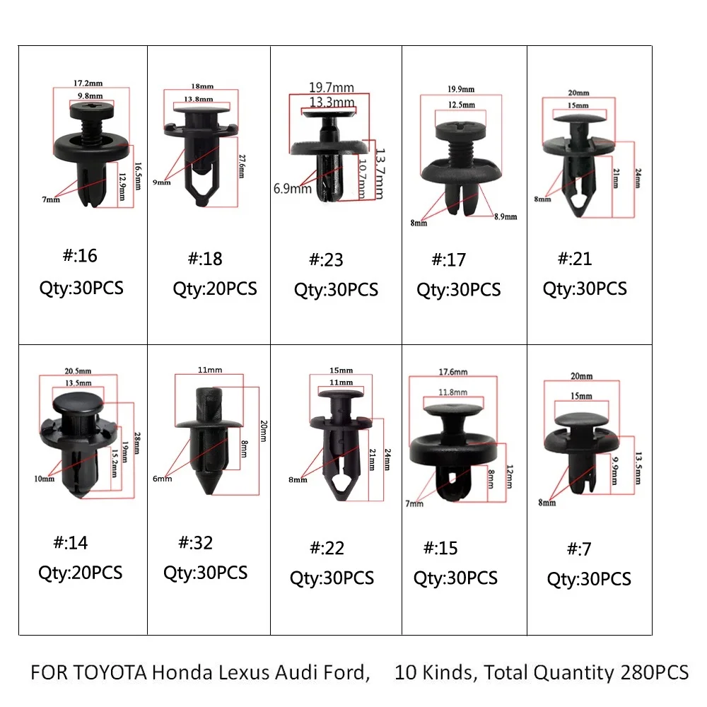 Clip de sujeción guardabarros y parachoques compatible Toyota, Ford - imagen 4