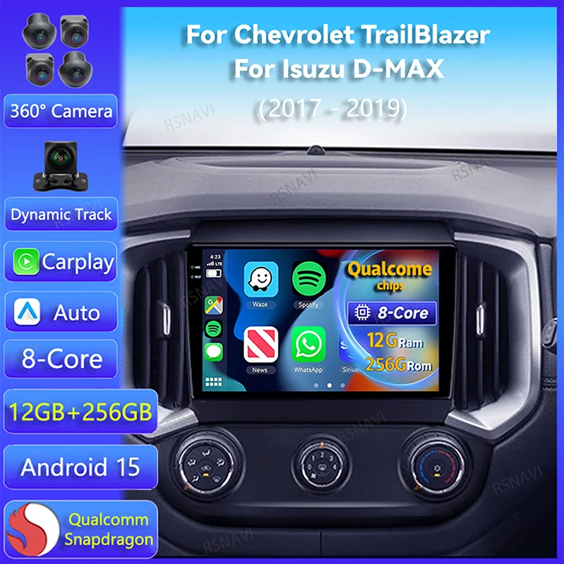 Radio 2DIN Android 15 para Chevrolet TrailBlazer e Isuzu D-MAX