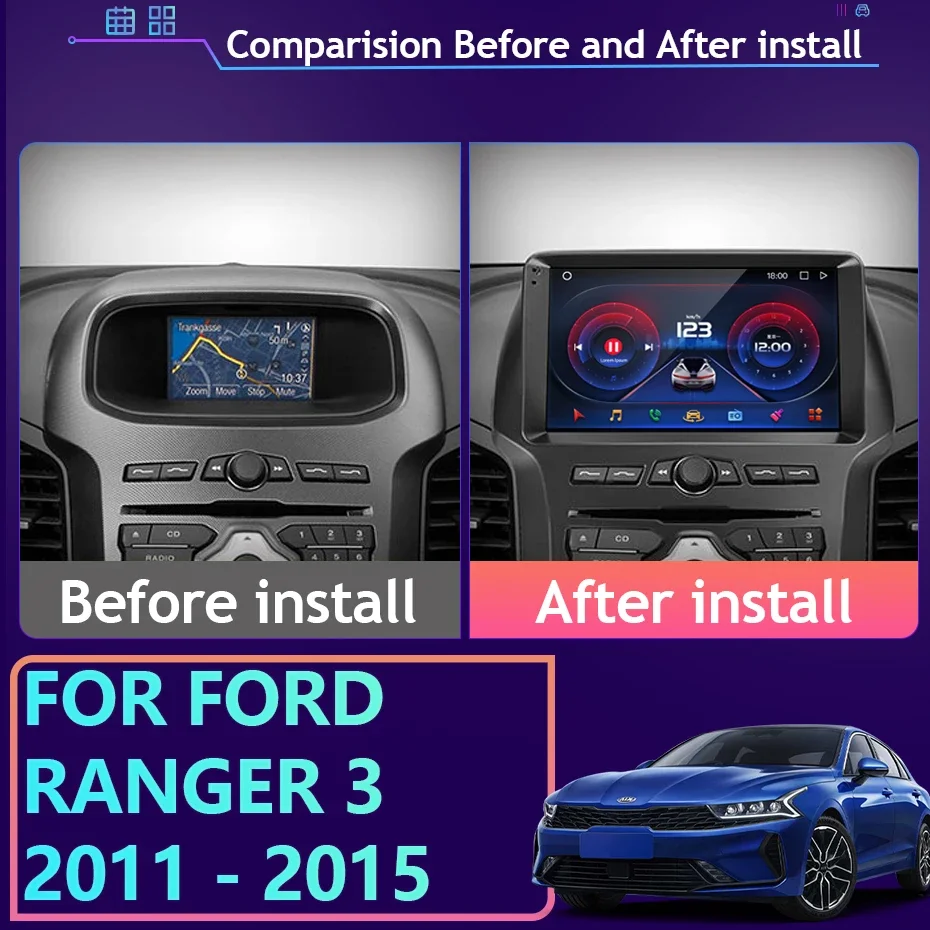 Radio Android con CarPlay y GPS para Ford Ranger 2011-2015 - imagen 2