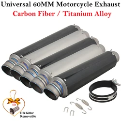 Silenciador universal de fibra de carbono para moto de 60 mm