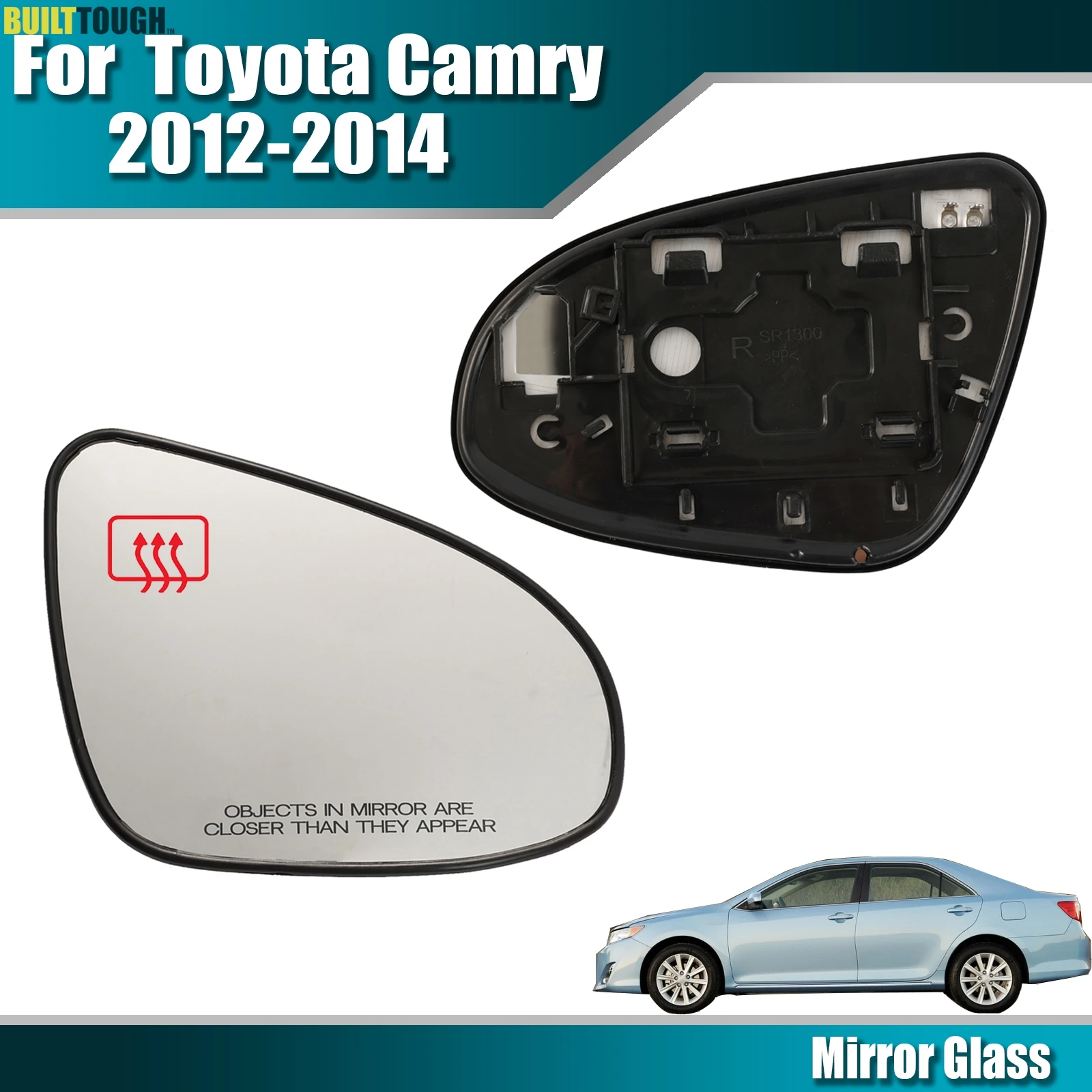 1X espejo retrovisor gran angular del lado derecho del pasajero lente blanca calentada impermeable gran visión para Toyota Camry 2012 - 2014