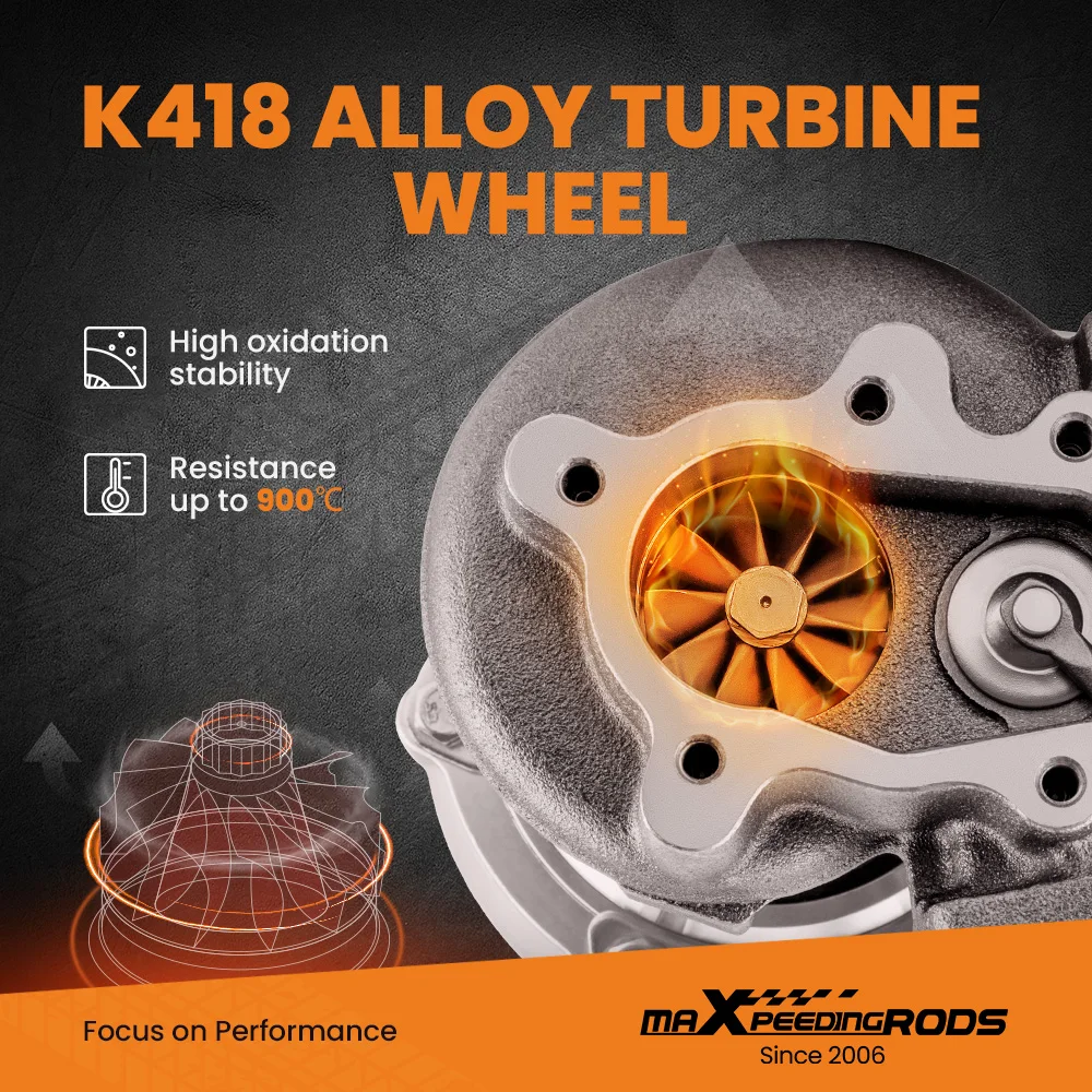 Turbocompresor maxpeedingrods GT2871 para motor 1.8L-3.0L A/R 0,6 turbina A/R 0,64 refrigerado por agua - imagen 3