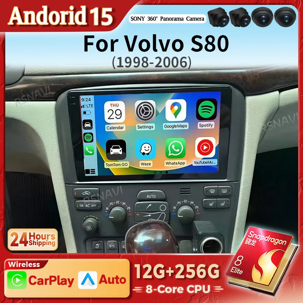 Radio multimedia Android 15 Carplay Auto 2K GPS – Volvo S80 1998-2006