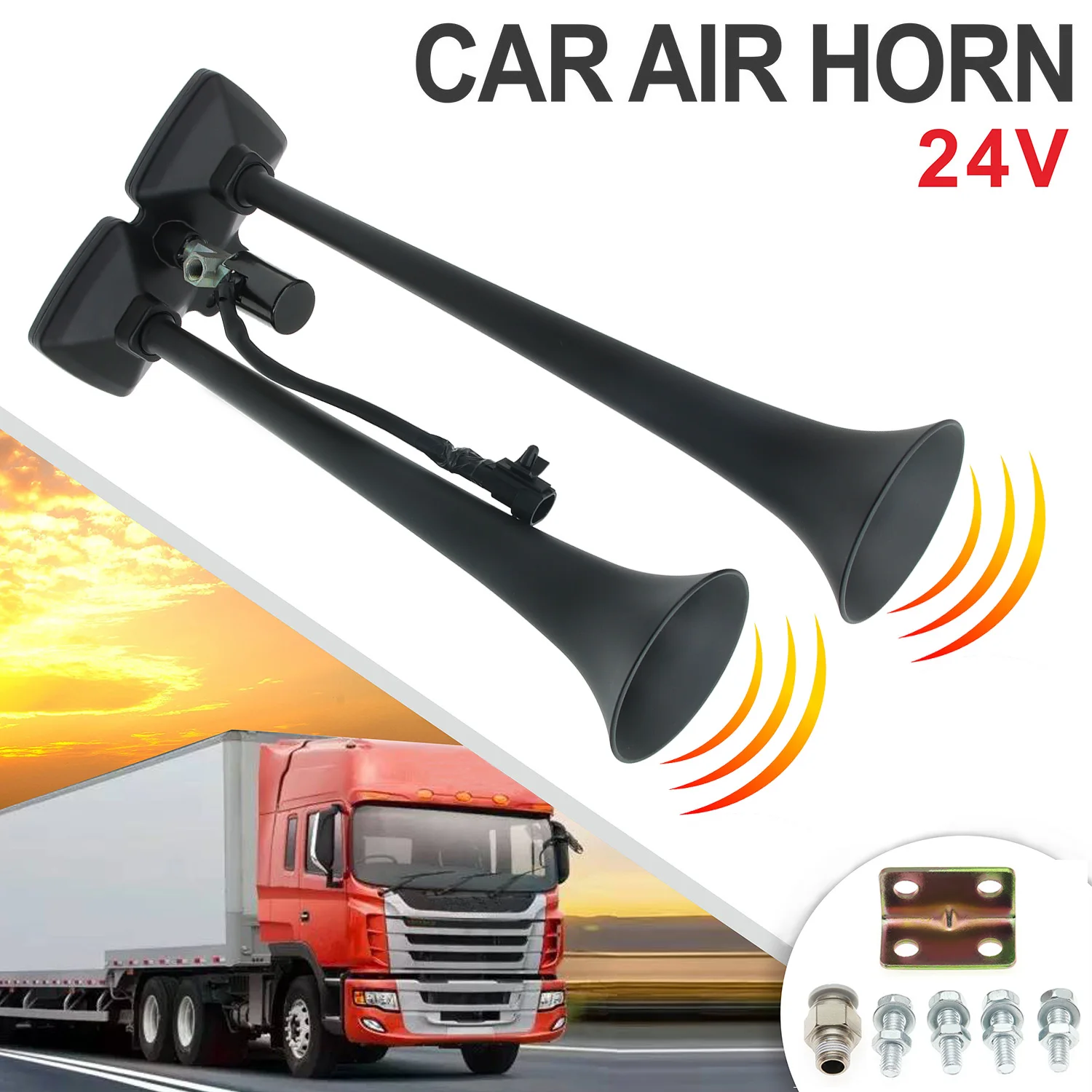 Bocina de aire doble 24V para camión y coche - imagen 2