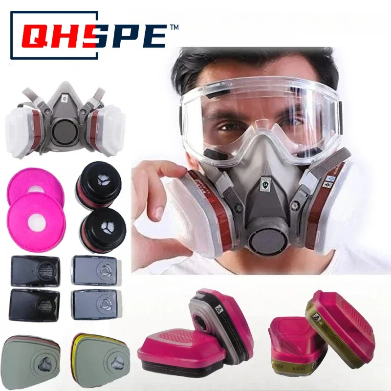 Respirador químico media cara con gafas antiniebla para pintura