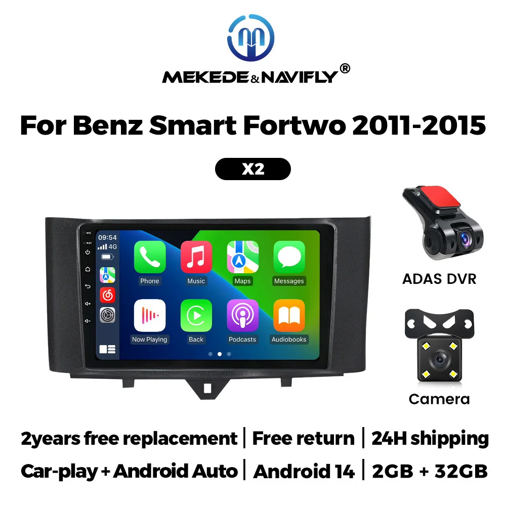 MEKEDE Radio multimedia CarPlay y Android Auto para Smart Fortwo 451 - imagen 2