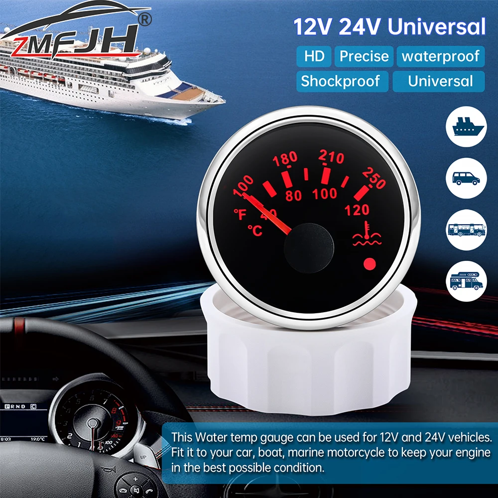 Indicador de temperatura del agua 52 mm con alarma – camión y barco