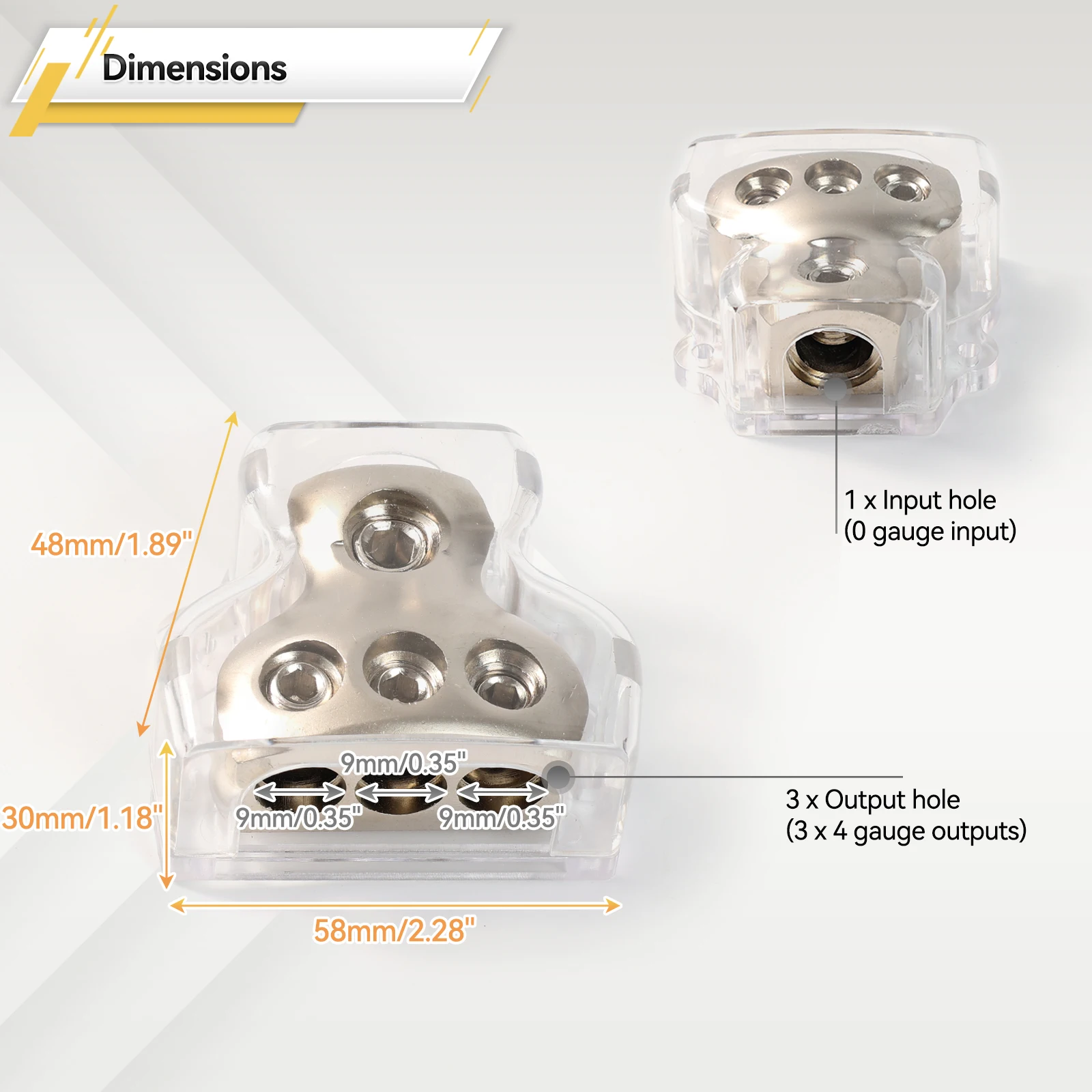 Bloque divisor de corriente 3 vías para audio coche - imagen 3