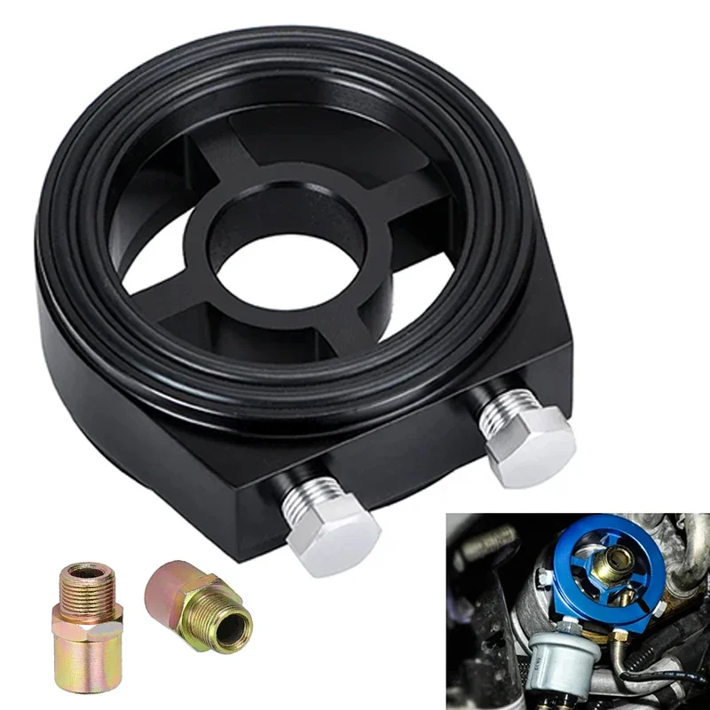 Adaptador de placa tipo sándwich enfriador de filtro de aceite M20 * 1,5 y 3/4-16 adaptador de aceite Universal para piezas de modificación de medidor de carreras de coches