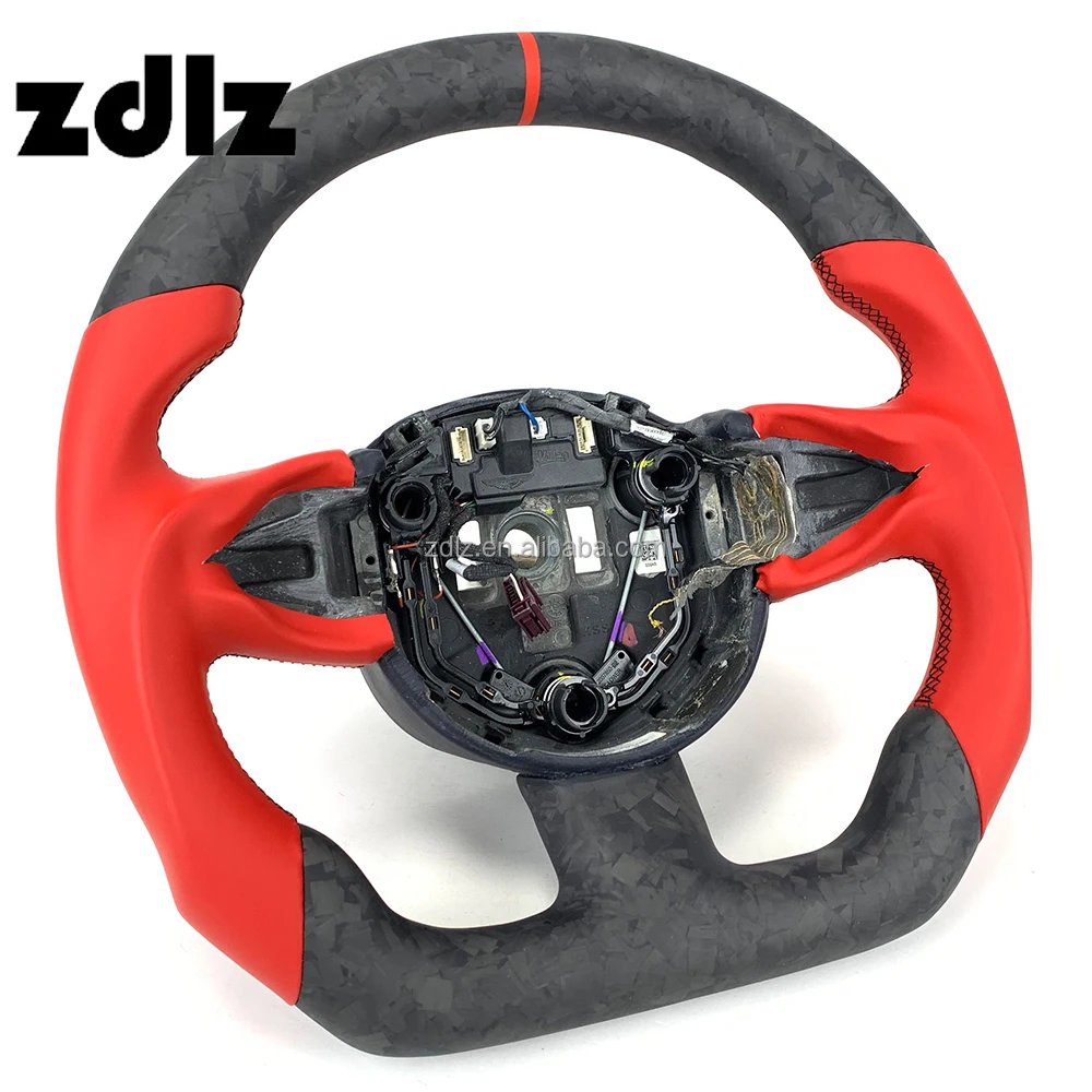 Volante de carbono forjado rojo para Audi A3 A4 S3 S4 RS3 RS4 racing - imagen 2