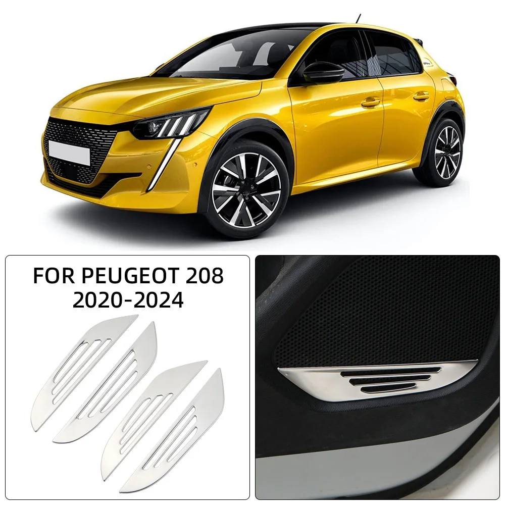 Molduras de altavoz de acero inoxidable para Peugeot 2008 y e-2008