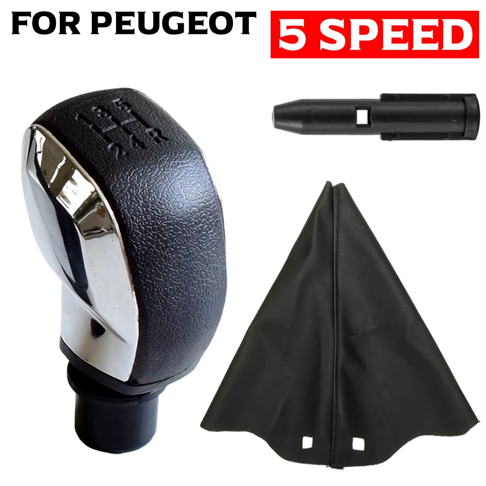 Perilla palanca cambios ABS negro con cuero – Peugeot 206 307 308 - imagen 2