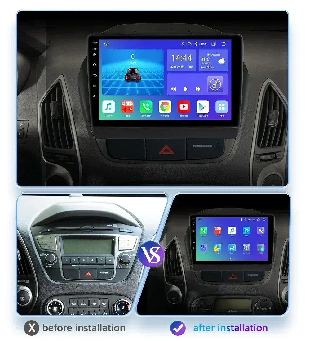 Hizpo Autoradio 2 Din con CarPlay WiFi – Hyundai Tucson IX35 2011-2017 - imagen 2