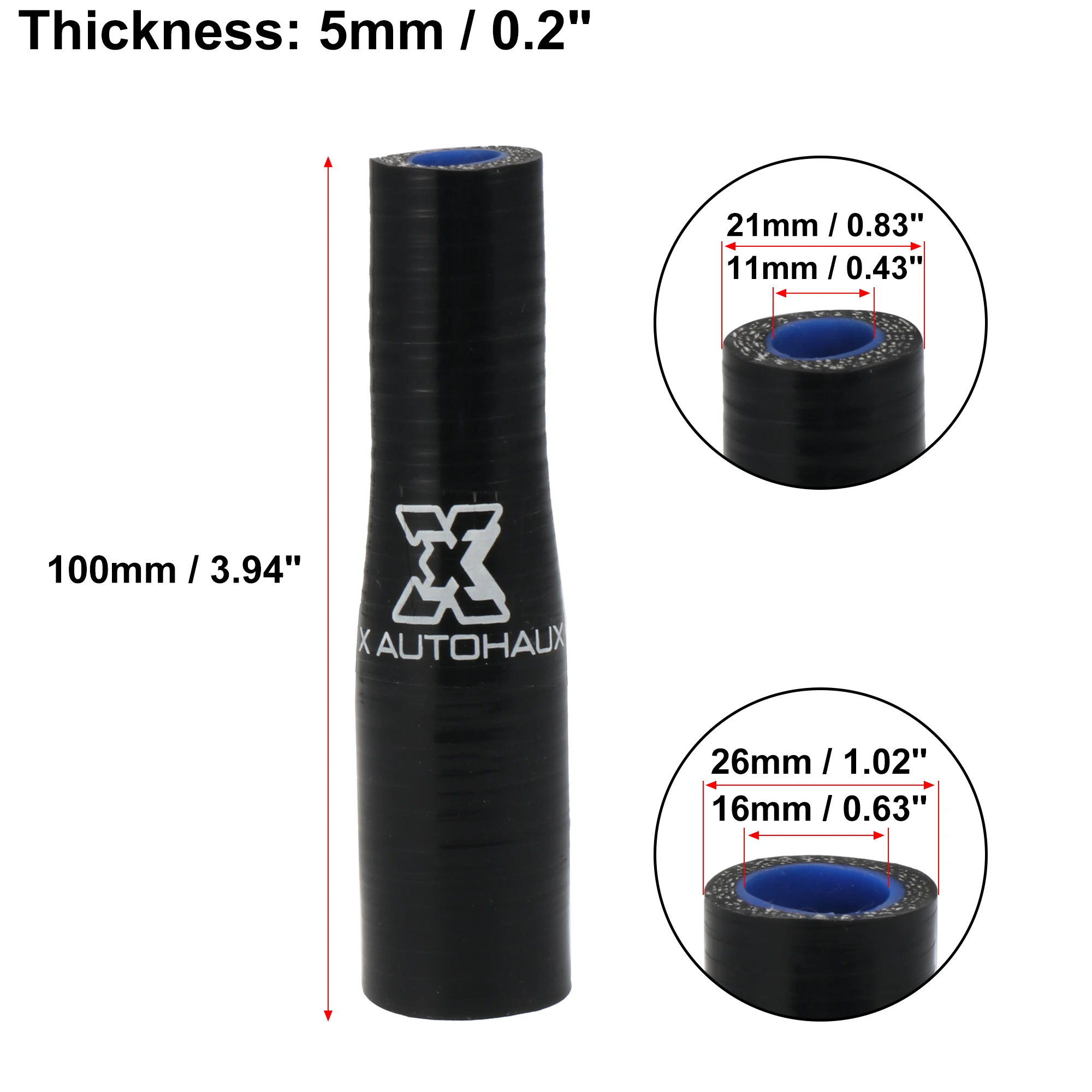 X Autohaux 100mm longitud 11-16mm 13-16mm 11-19mm diámetro recto reductor silicona manguera acoplador Intercooler tubo tubería de admisión - imagen 3