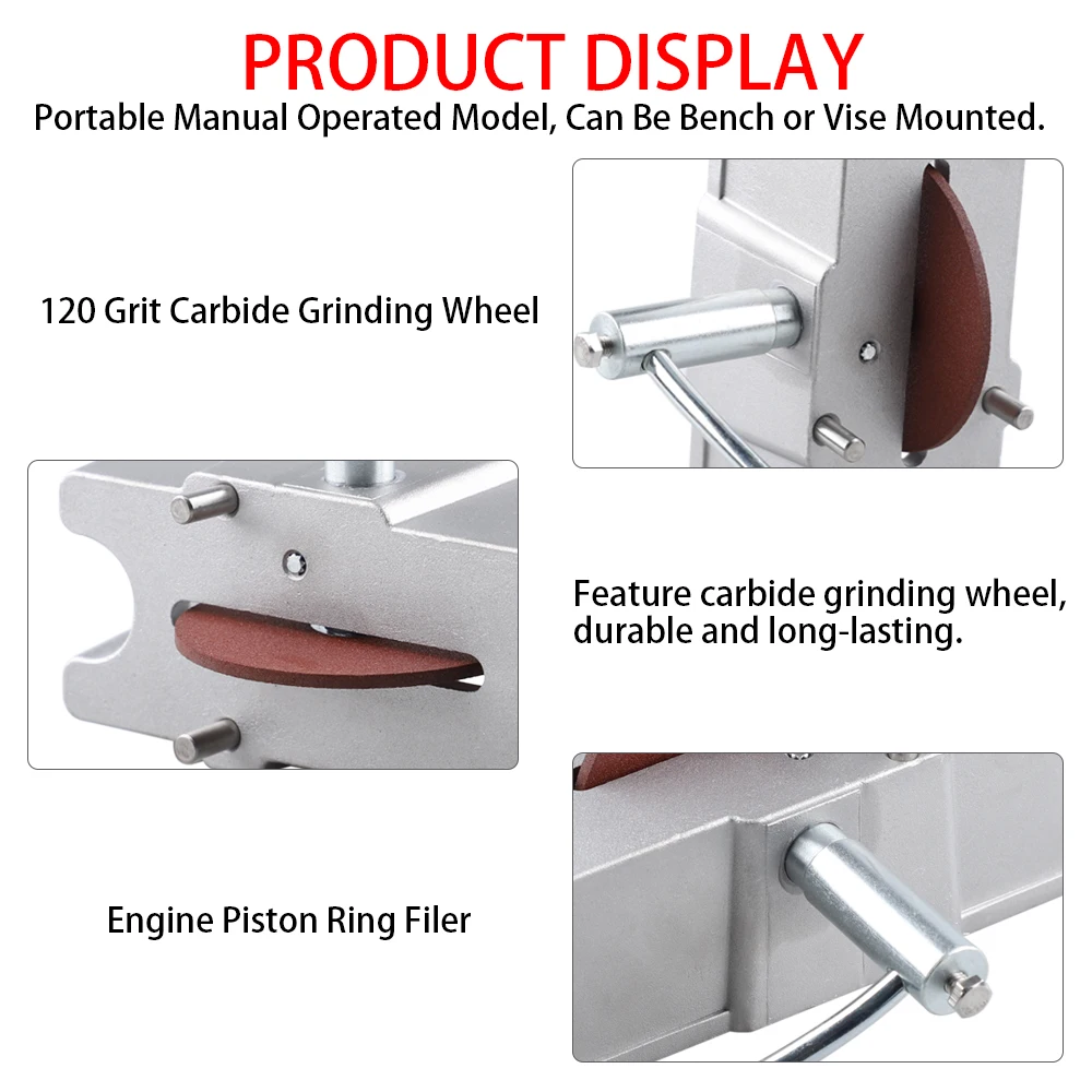 66785 Relleno manual de anillos de pistón de aluminio, Kit de grano 120, amoladora de herramientas para asegurar accesorios de herramientas de espacio final de anillo de pistón adecuado - imagen 2