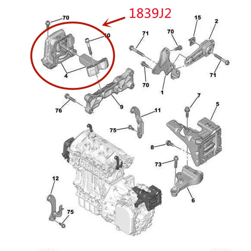 Soporte motor derecho 1839J2 para Citroën DS3 y Peugeot 208 - imagen 4