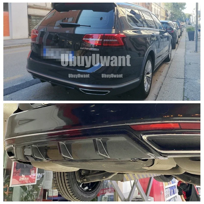 Estilo de coche ABS pintura parachoques trasero labio alerón maletero cubierta difusora para Volkswagen VW Passat B8 Variant 2016 2017 2018 2019 - imagen 4