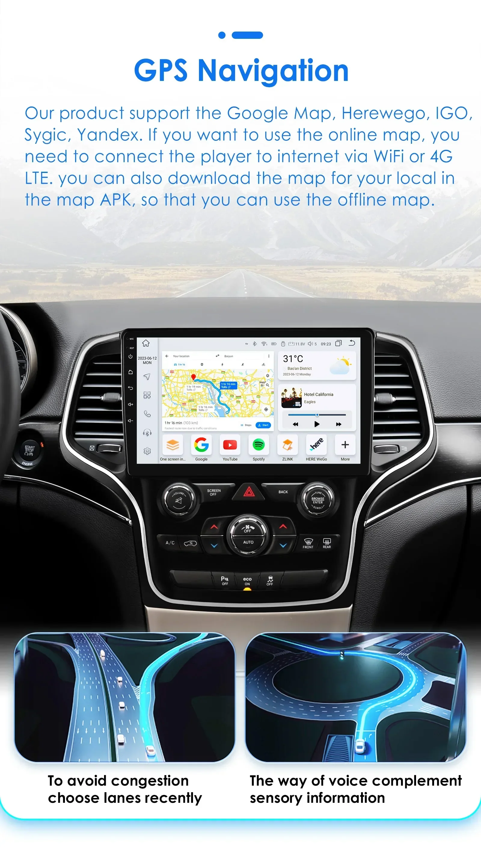 Radio multimedia CarPlay y Android Auto para Jeep Grand Cherokee WK2 - imagen 3