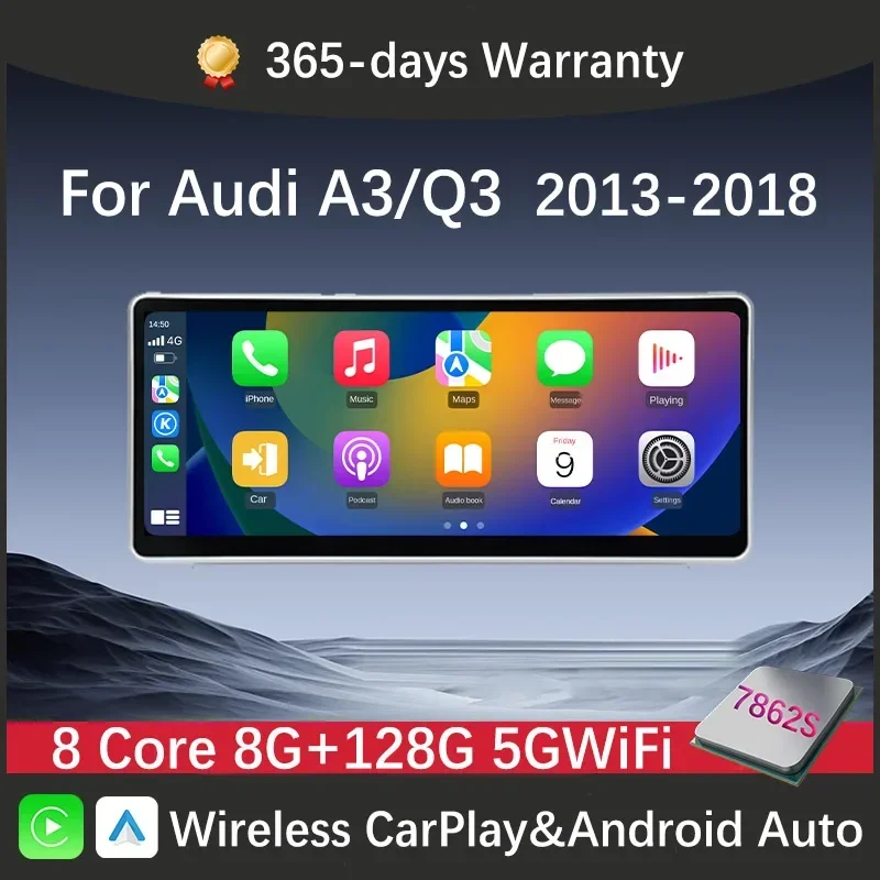 Pantalla principal del radio Android mostrando interfaz de CarPlay