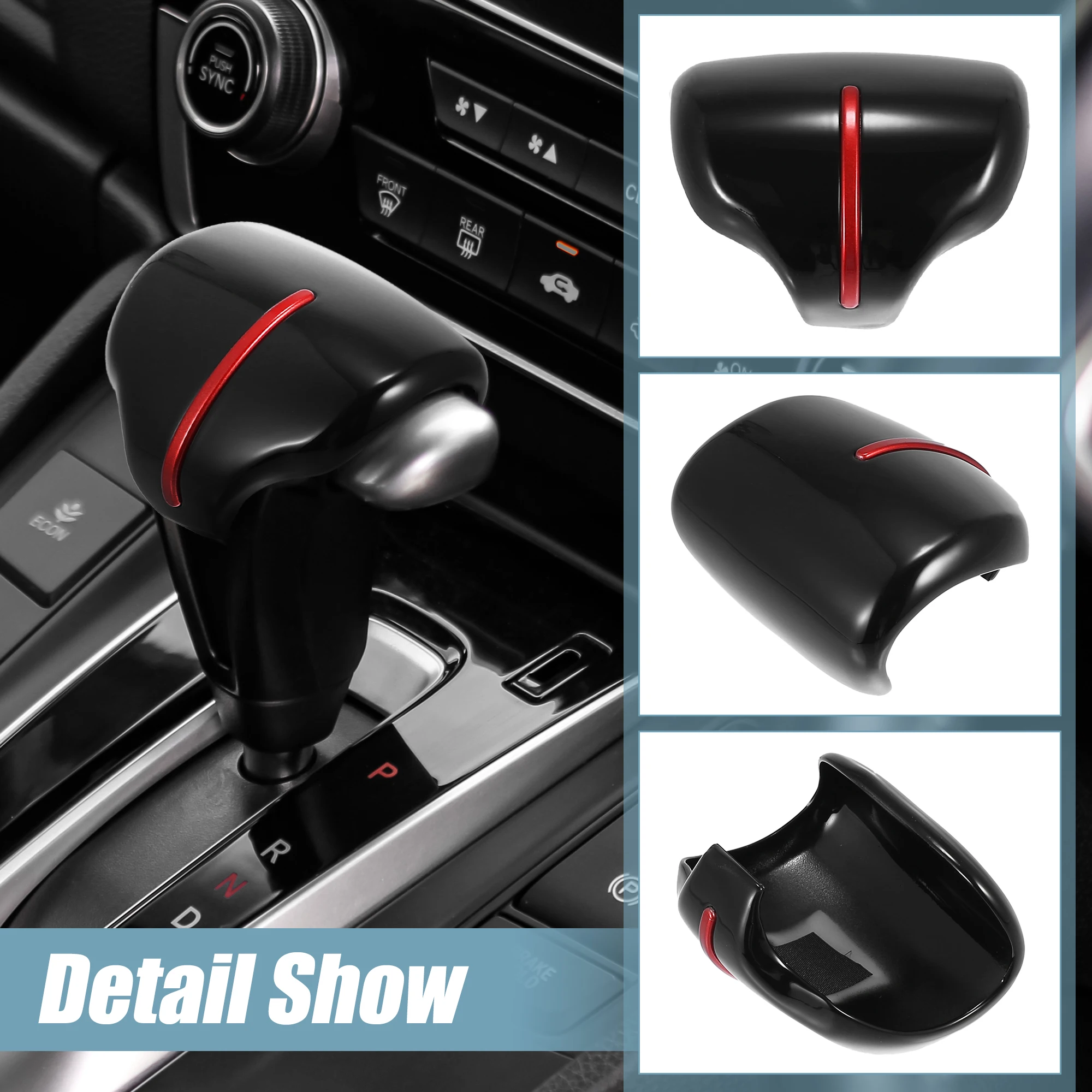 X Autohaux-pomo de cambio de marchas de coche, cubierta de pegatina, embellecedor de cabeza para Honda CR-V 2017-2021, Negro, Rojo, Interior de coche, accesorios - imagen 4