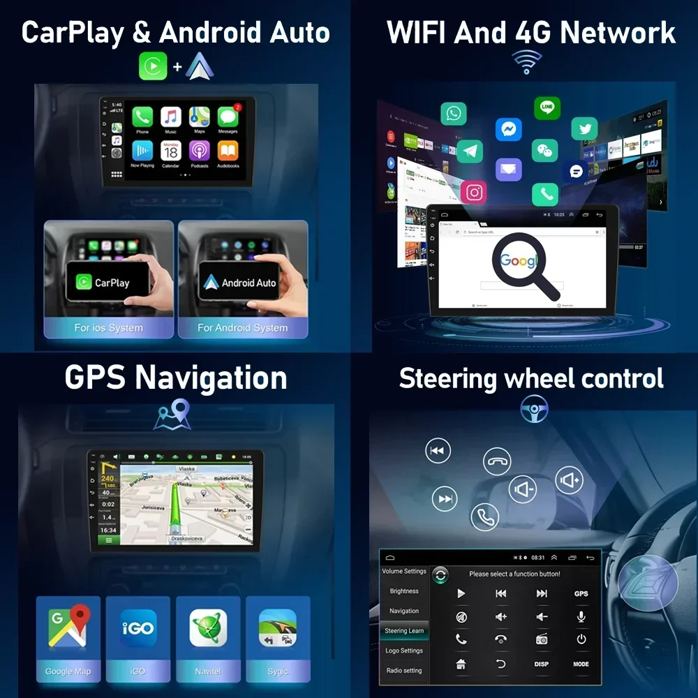 Radio Android 2 DIN 10" con GPS y CarPlay para Citroën C5 II - imagen 4